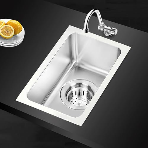 PQXQZ Fregadero Camper, Fregadero Multifuncional, Fregadero de Acero Inoxidable con Grifo y Tuberías de Agua Fría, Fregadero de Cocina Pequeño para Exteriores