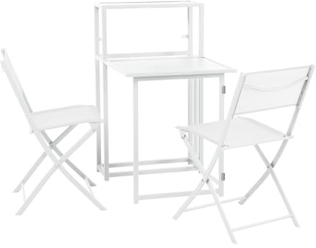 SVITA Balkon-Set platzsparend Balkon-Möbel Kleiner Balkon klappbar Weiß