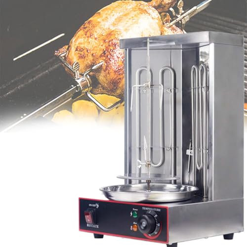 Beachtiful Máquina Eléctrica Comercial Vertical Kebab BBQ Asador Horno Sin Humo (con 2 Tubos Calefactores) para Pollo Asado, Pavo Asado, Tacos, Asado, Carne de Res,220V