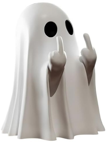 Pipihome Large Middle Finger Ghost Ornament, Halloween Funny Middle Finger Ghosts Statue Sculpture Decor, Middle Finger Gifts, Spooky Halloween Decorations Home Bedroom Indoor