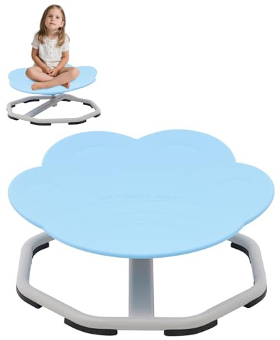 YULEYU Silla giratoria para niños, silla giratoria sensorial, entrenamiento de coordinación física y equilibrio, silla de equilibrio para autismo, base de metal antideslizante (azul)
