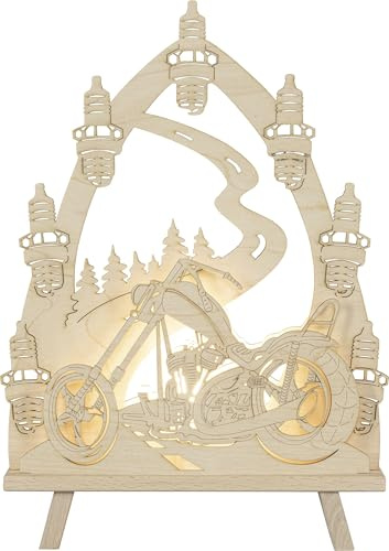 Rudolphs Schatzkiste Lichterspitze Chopper-Freund elektrisch beleuchtet inkl. einem LED-Leuchtmittel BxHxT 30x41x6cm NEU Schwibbogen Mieze Leuchterbogen Lichterbogen Fensterbogen Spitzbogen