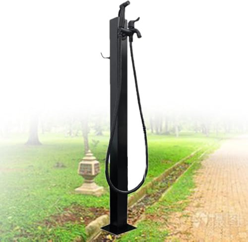 ExoticaBlend Colonna d'Acqua da Giardino in Acciaio Inox per Esterni, Fontana Indipendente con Supporto per Gancio per Tubo Flessibile, Colonna d'Acqua da Giardino Antigelo,Square-I