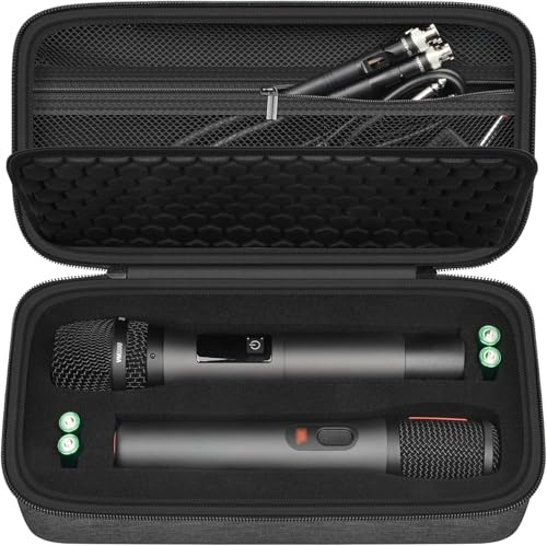Drahtlose Mikrofonhülle für JBL Drahtlose Zwei Mikrofonsystem DIY Schaum Passt auch zum Singen für TONOR für Shure für Bietrun für ALPOWL, Reciver, Audiokabel, Netzkabel- Small(Nur Box)(schwarz)