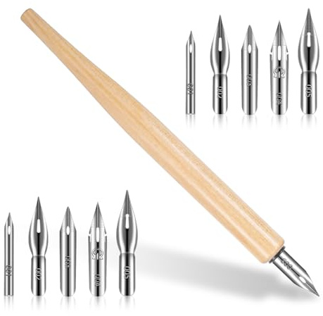 Bewudy Federhalter und Halter Set, Federhalter Kalligraphie mit 10 Federn, Zeichenfeder Schreibfeder für Comics Kalligraphie, Tauchstift Füllfederhalter für Schreiben Grußkarten Zeichnen