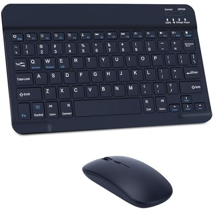 Teclado y Ratón Bluetooth Inalámbrico, Teclado Silencioso Recargable, Ultradelgado y Portátil, Adecuado para Tabletas iPad/PC/iOS/Android/Windows, Diseño QWERTY﻿