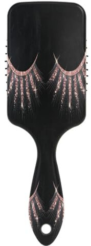 Elegant Black Eyelashes Sparkling Rose Gold Accents Black Cushion Hair Brush, Anti Static Hair Brush, Hairbrush Healthy, Big Hair Brushes Women