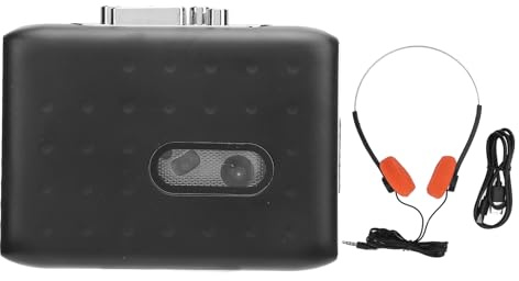 Vikye Portable Cassette Player Tape Recorder, USB C Cassette to MP3, Auto Rewind, Dual Power Supply Player with Built in Microphone, Black