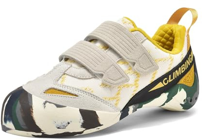 ABXOX Mens Womens Climbing Shoes for Indoor Outdoor Sport Climbing Bouldering Slip-Resistant & Breathable (White, Adult, Men, 9.5, Numeric, US Footwear Size System, Medium)