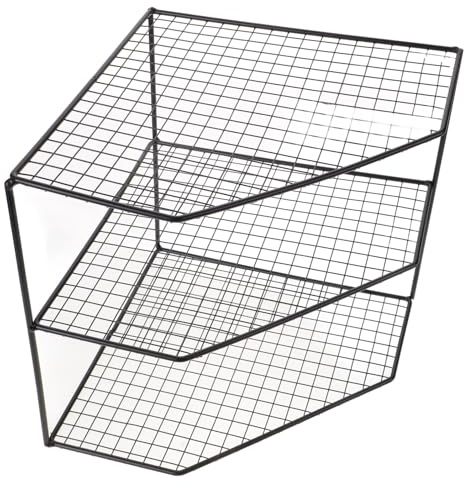 Veemoon Estante Esquinero para Ollas de Cocina Soporte de Hierro Negro de 3 Niveles Organizador Multifuncional para Fregadero y Encimera Estante de Almacenamiento Práctico y