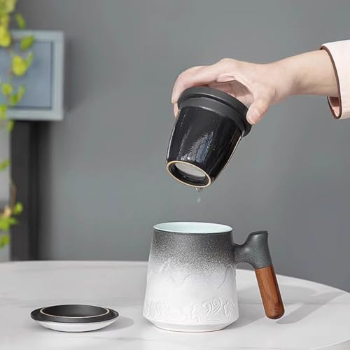 LEEDJUINE Ceramics - Juego de té individual con infusor de té, 400 ml, taza de té de porcelana resistente al calor