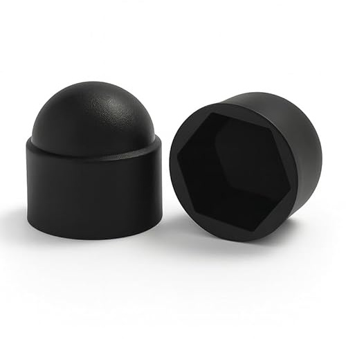 Sechskant Abdeckkappen [für M8 - SW 13 mm, 16 Stk] - Schwarz Kunststoff Schutzkappen für Schrauben & Muttern