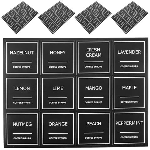 DIYEAH 5sets Coffee Syrup Labels for Bottles Writable Kitchen Jar Labels Stickers for Syrup Bottles for Beverage Identification and Kitchen Organization