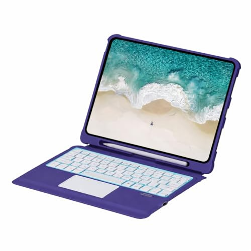 Sazfli Funda con Teclado para iPad 10,2” (7ª/8ª/9ª Gen), iPad Air 3 y iPad Pro 10,5” – Teclado Magnético Desmontable con Trackpad, Diseño QWERTY, Funda Protectora Ultrafina, T206 (Morado)