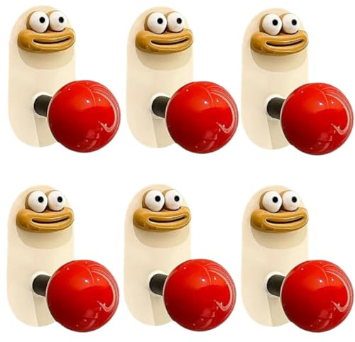 Selbstklebende Kinder-Kleiderhaken, bunte Handtuchhaken, multifunktional, Cartoon-Tiermuster, Wandhaken, Kinder-Kleiderhaken, klebrig für Handtuch, Kleidung, Rucksäcke und Hüte, Rot, 6 Stück