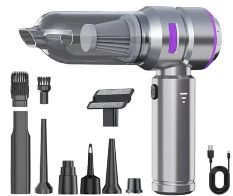 ZRDtqFzxS Aspirateur de Voiture portatif sans Fil, Machine de Nettoyage à Moteur sans balais, plumeau d'air Puissant Compatible avec Les appareils ménagers(Purple)