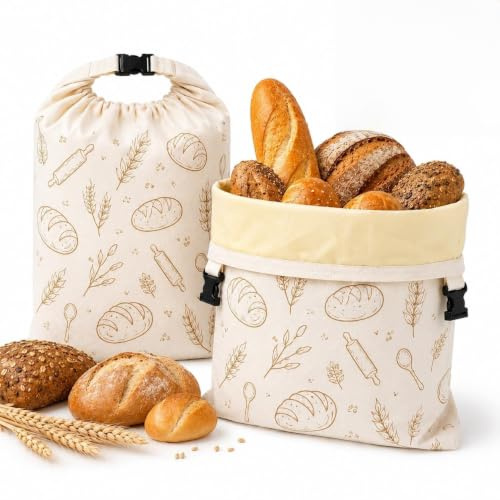 2 Pcs Sac a Pain Cire Abeille, Sac Conservation Pain, Sacs Tissu Avec Cordon, Conservation Prolongée, Doublée en TPU, Sac à Pain Au levain Naturel Lavable et Résistant, Réutilisables