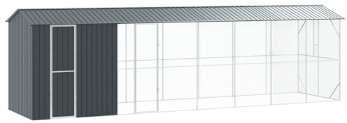 Runheo fågelbur av galvaniserat stål, antracit 860 x 208 x 247 cm, väderbeständig, voljär, fristol, perfekt för trädgård, terrass med galler, sittstång