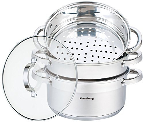 Set 4 pezzi pentole per cottura a vapore in Acciaio Inox Induzione 22 cm ca 4 litri