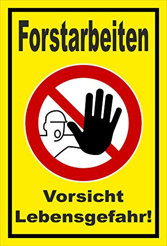 Melis-Folienwerkstatt Schild Forstarbeiten - Vorsicht Lebensgefahr – 30x20 cm – 3mm Aluverbund – mehrere Größen/Materialien