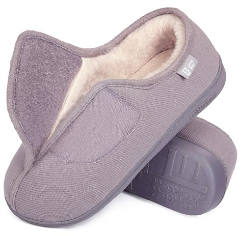 LongBay Women's Wide Fit Memory Foam Slippers Comfy Cozy Arthritis Edema Diabetic House Shoes