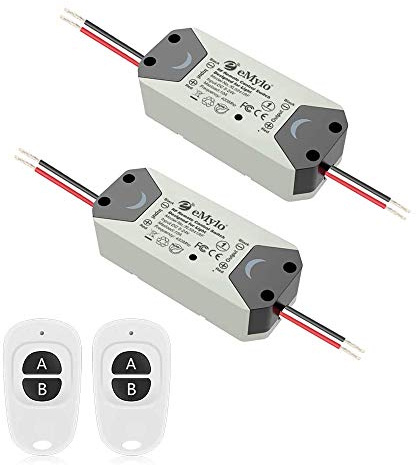 eMylo Smart Wireless Relay Switch DC 12V Modulo di relè RF Telecomando a 1 canale 5V-24V RF Switch Domotica 433Mhz con due trasmettitori 2 pacco