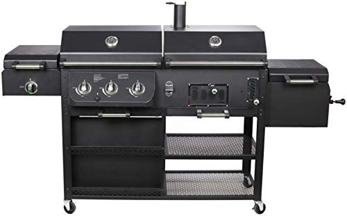 Kombigrill ARIZONA von El Fuego® – Gas- & Holzkohlegrill, Infrarotbrenner, verchromte Warmhalteroste, 6-stufig höhenverstellbar, 3 Garkammern, 4 Räder, Smoker BBQ, Modell AY 534