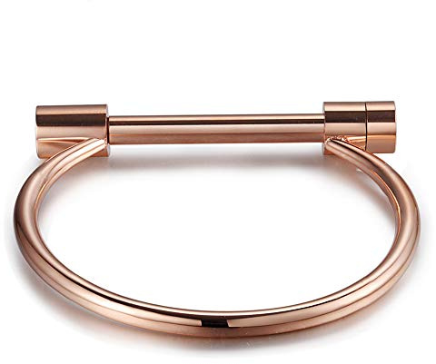 Brazalete en forma de D con grillete de herradura para hombres y mujeres, unisex, 7 5 inch, Acero inoxidable