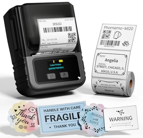 Phomemo M120 Label Maker Machine 2 Inch, Thermal Label Printer Compatible with IOS & Android, Portable Wireless Sticker Printer for Barcode, Retail, Home Use, Office, Small Business