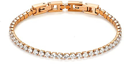 JewelryWe Schmuck Damen Tennis Armband Fußkettchen Edelstahl Zirkonia Tennisarmband Armktte Fußkette abnehmbar Freundschaftsarmband Armreifen für Frauen Mädchen