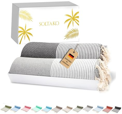 SOLTAKO Telo Mare - Fouta XXL - Asciugamano da spiaggia anti-sabbia - Telo da bagno per Hammam, Sauna, Yoga, Picnic - Fouta Beach 100x200 cm - Lenzuolo 2 Persone