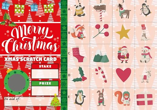 Totally Bonkers - Christmas Picture Card Fundraising Scratch Cards - 20 Square - A5 (148x210mm) - 5 Pack - TB0124 - Blind Card