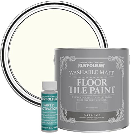 Rust-Oleum White Washable Matt Floor Tile Paint - Porcelain 2.5L