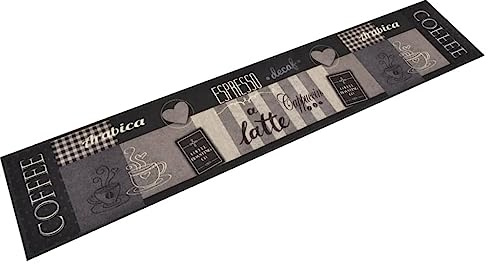vidaXL Küchenteppich Waschbar Coffee Schwarz 60x300 cm Samt