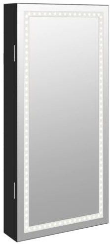 vidaXL Spiegel-Schmuckschrank mit LED-Beleuchtung Wandmontage Schwarz