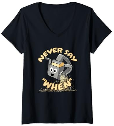 Never Say When Funny Râpe à fromage italienne T-Shirt avec Col en V