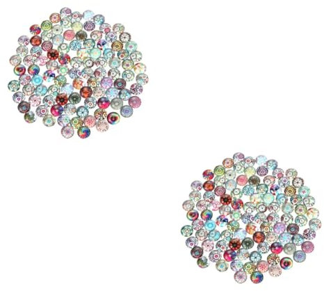 Operitacx 200 Stück 8 Mosaikzubehör Cabochon-Anhänger Mosaikfliesen zum Basteln Buntglas Glitzer basteln Wohnkultur Cabochon aus Glas 8 mm Glascabochon mischen runde Perlen Patch schmücken