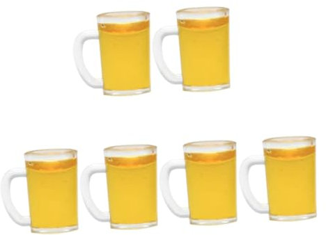 CIYODO 6pcs Mini Beer Mug Adorable Decorative Cups for Dollhouse Realistic Miniature Drink Accessories for Tiny House Kits and Photo Props