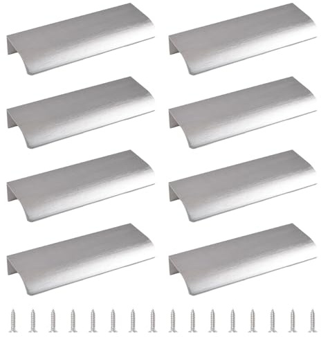 MOROBOR Finger Edge Pull, 8PCS Hidden Handle Modern Style Drawer Handle, Invisible Aluminum Alloy Cabinet Handle, 150mm/Brushed Nickel