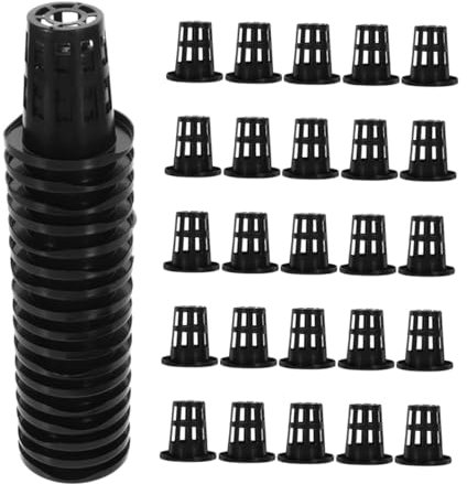 CAXUSD Pots en Filet De Jardin Hydroponique pour Balcon Et Intérieur, Lot de 50 Pots en Plastique 40, Ventilation Améliorée pour Plants Aquatiques Et Orchidées