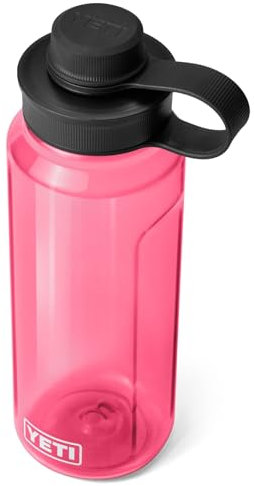 YETI Yonder Water Bottle with Leakproof Tether Cap, Lightweight, Clip-On Carry, BPA-Free Recycled Plastic Bottle for Hiking, Gym, Travel And Dishwasher Safe, Tropical Pink, 34 oz (1 L)