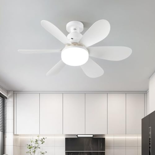Diyeeni Ventilatore da Soffitto con Luce per Presa, Base E26 da 20,5 Pollici con Lampadina a Vite, Ventilatore da Soffitto con Presa Dimmerabile Bianca Calda e Telecomando per Bagno in