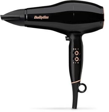 BaByliss Haartrockner Pro Power – Leistungsstarker 2300W Föhn, Professioneller Salon-AC-Motor, Anti-Frizz Ionen-Technologie, 3 Temperatureinstellungen & 2 Geschwindigkeitsstufen, Schwarz, D5245E