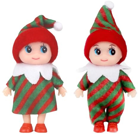 MORAINJAY 2 Pièces Mini Elfes de Noël - Petit Lutin Noël Accessoires pour Bébé - Elfie (Garçon) et Elvie (Fille) Petite Poupée Elfe pour Filles Garçon Tradition de Noël - Jouets Cadeaux de Nouvel an