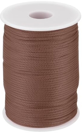 QUARKZMAN 2mm Cuerda Polipropileno Trenzada 100m Nylon Cuerda Marrón Oscuro | Nailon Hilo de Abalorios, Cordón Trenzado Hueca, para Manualidad DIY Tendedero, Camping, Bisutería