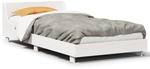 Juroupi Massivholzbett ohne Matratze Weiß 75x190 cm Holz Bett Massivholzbett Bed Frame Bettgestell Bett Holz Kiefernholz - 850753
