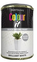 PEBBLE HUG Brilliant White Gloss Paint, DIY Enthusiasts, Quick Drying, Ideal For Interior And Exterior Use, Metal, Wood, Furniture, Painting Trim, Long-Lasting Finish, 300ml, (1 Pcs)