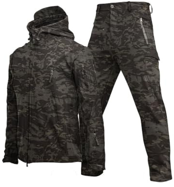 Oanviso Herren 2 Teilig Combat Jacke Taktische Sporthosen Softair Militär Anzug Männer Outdoor Regenjacke Jagdbekleidung Austauschjacke Übergangsjacke Oversized D Dunkelgrau M