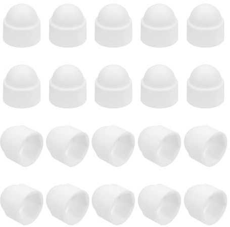 sourcing map Nut Protection Cap, 20Pcs M10x17x20mm - Plastic Hexagonal Screw Protection Cap, Dome Acorn Hex Head Bolt Covers, Waterproof Decorative Cap (White)