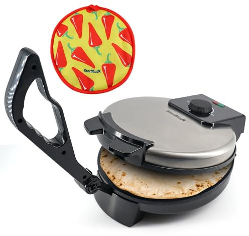 25,4 cm Roti-Maker von StarBlue mit kostenlosem Roti-Wärmer und abnehmbarem Griff – Indischen Chapati, Tortilla, Roti AC220-240V 50/60Hz 1200W, EU-Stecker